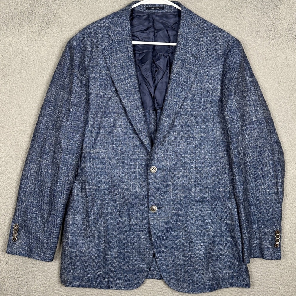 SuitSupply Blazer Men 46R Hudson HL Int. Blue Ethomas Wool Silk Linen Sport Coat